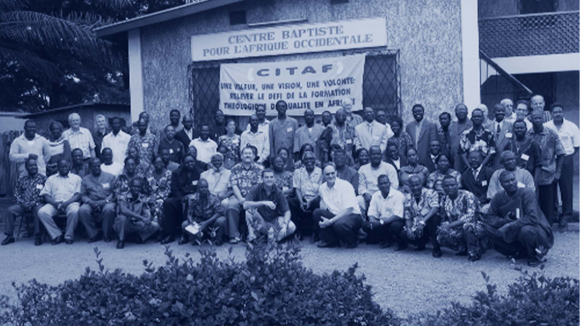 group photo in front of church building